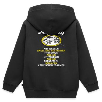Angeler - Kinder Premium Organic Zip Hoodie - Schwarz - Hinten - AI Model Kid Male (0cm)