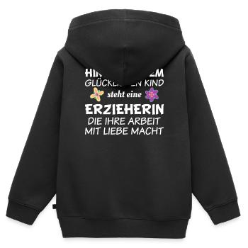 Erzieherin - Kinder Premium Organic Zip Hoodie - Schwarz - Hinten - AI Model Kid Male (0cm)