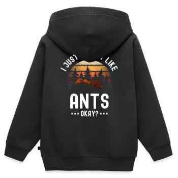 Fourmi - Sweat Premium à capuche zippé enfant bio - noir - Dos - AI Model Kid Male (0cm)