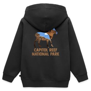 USA Amerika Nationalpark - Kinder Premium Organic Zip Hoodie - Schwarz - Hinten - AI Model Kid Male (0cm)