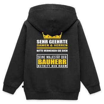 Bauherr - Kinder Premium Organic Zip Hoodie - Schwarz - Hinten - AI Model Kid Male (0cm)