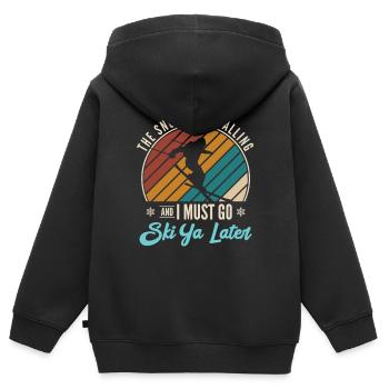 Ski Ski Skieur Ski Ski de fond Biathlon - Sweat Premium à capuche zippé enfant bio - noir - Dos - AI Model Kid Male (0cm)