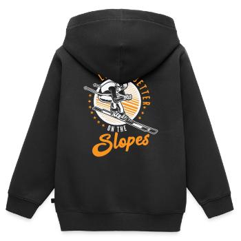 Ski Ski Skieur Ski Ski de fond Biathlon - Sweat Premium à capuche zippé enfant bio - noir - Dos - AI Model Kid Male (0cm)