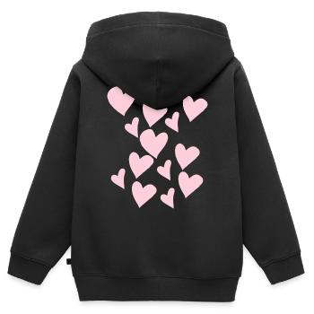 Cœurs roses délicats - Sweat Premium à capuche zippé enfant bio - noir - Dos - AI Model Kid Male (0cm)
