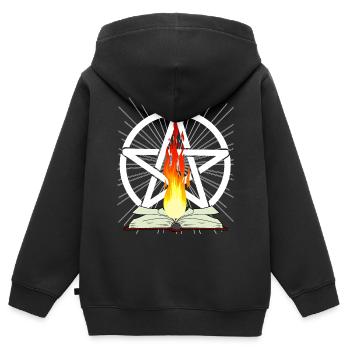 Pentagramm Hexerei Satanisch Okkult Spirituell - Kinder Premium Organic Zip Hoodie - Schwarz - Hinten - AI Model Kid Male (0cm)