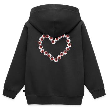 Weirdcore Esthétique Strange Heart de Eyeballs Odd - Sweat Premium à capuche zippé enfant bio - noir - Dos - AI Model Kid Male (0cm)