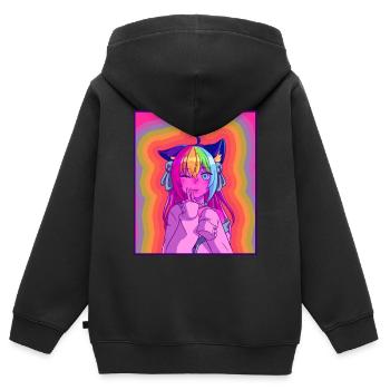 Kidcore Aesthetic Kawaii Anime Girl 90s Nostalgie - Kinder Premium Organic Zip Hoodie - Schwarz - Hinten - AI Model Kid Male (0cm)