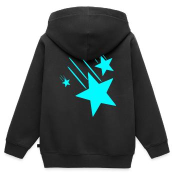 3 Turquoise Stars - Kids Premium Organic Zip-up Hoodie - black - Back - AI Model Kid Male (0cm)