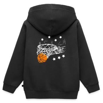 Basketball Cadeau Panier de Sport Rebond B-Ball - Sweat Premium à capuche zippé enfant bio - noir - Dos - AI Model Kid Male (0cm)