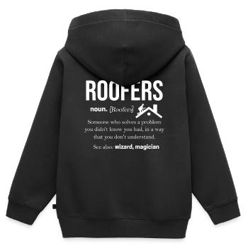 Dachdecker - Kinder Premium Organic Zip Hoodie - Schwarz - Hinten - AI Model Kid Male (0cm)