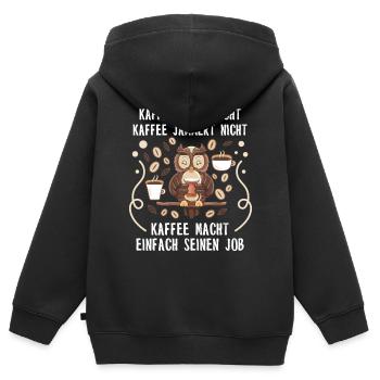 Kaffee Coffee Cappuccino Café Latte Espresso Büro - Kinder Premium Organic Zip Hoodie - Schwarz - Hinten - AI Model Kid Male (0cm)