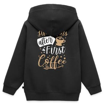 Kaffee Tshirt Käffchen Café Coffee Latte Espresso - Kinder Premium Organic Zip Hoodie - Schwarz - Hinten - AI Model Kid Male (0cm)