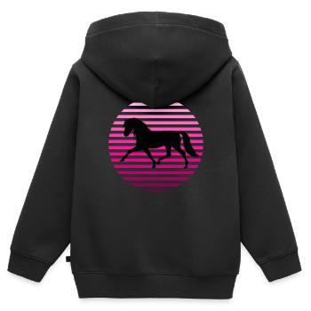 Pferde Reiten Mädchen Frauen Männer Reitmode - Kinder Premium Organic Zip Hoodie - Schwarz - Hinten - AI Model Kid Male (0cm)