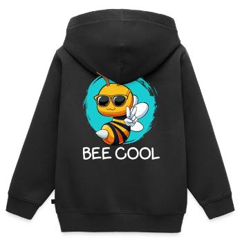 Bee Cool Lustige Bienen-Wortspiele - Kinder Premium Organic Zip Hoodie - Schwarz - Hinten - AI Model Kid Male (0cm)