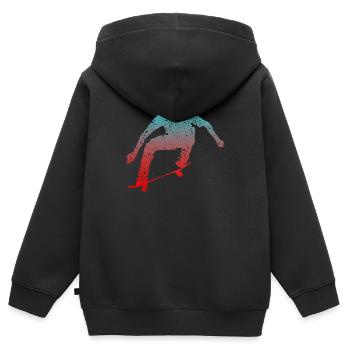Skate Skater Silhouette - Kinder Premium Organic Zip Hoodie - Schwarz - Hinten - AI Model Kid Male (0cm)