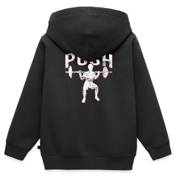 Kraftsport Bodybuilder Push - Kinder Premium Organic Zip Hoodie - Schwarz - Hinten - AI Model Kid Male (0cm)