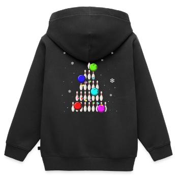 Bowling Christmas Tree Bowling Bowler Christmas - Kids Premium Organic Zip-up Hoodie - black - Back - AI Model Kid Male (0cm)