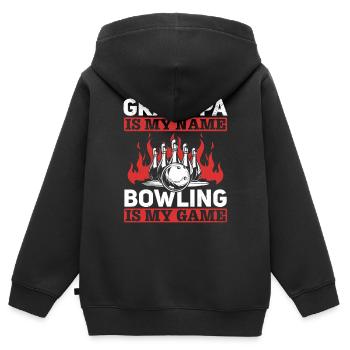 Opa Bowler Grandpa is my Name Bowling Is My Game - Kids Premium Organic Zip-up Hoodie - black - Back - AI Model Kid Male (0cm)