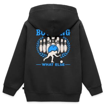 Bowling What Else Bowling Kegeln Bowlen Bowler - Kids Premium Organic Zip-up Hoodie - black - Back - AI Model Kid Male (0cm)