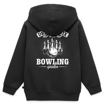 He doesn't do anything he just wants to play bowling - bowling - Kids Premium Organic Zip-up Hoodie - black - Back - AI Model Kid Male (0cm)