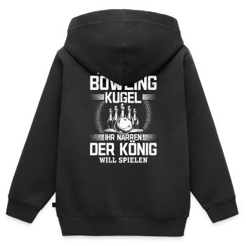 Reichet mir die Bowling Kugel ihr Narren - Kegeln - Kinder Premium Organic Zip Hoodie - Schwarz - Hinten - AI Model Kid Male (0cm)