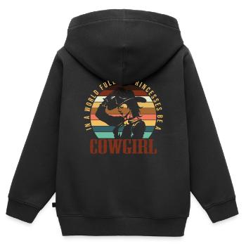 Cowgirls Chevaux Western Riding Gift - Sweat Premium à capuche zippé enfant bio - noir - Dos - AI Model Kid Male (0cm)