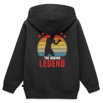 Daddy the Boxing Legend - Kampfsport Papa Boxen - Kinder Premium Organic Zip Hoodie - Schwarz - Hinten - AI Model Kid Male (0cm)