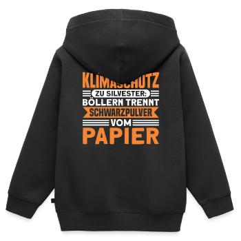 Pyrotechniker Feuerwerker Feuerwerk Geschenk - Kinder Premium Organic Zip Hoodie - Schwarz - Hinten - AI Model Kid Male (0cm)