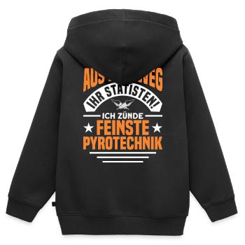 Feuerwerker Silvester Feuerwerk Geschenk - Kinder Premium Organic Zip Hoodie - Schwarz - Hinten - AI Model Kid Male (0cm)