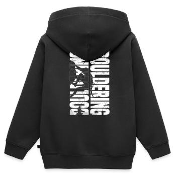 Bloc Bloc Bloc Bloc - Escalade de montagne - Sweat Premium à capuche zippé enfant bio - noir - Dos - AI Model Kid Male (0cm)