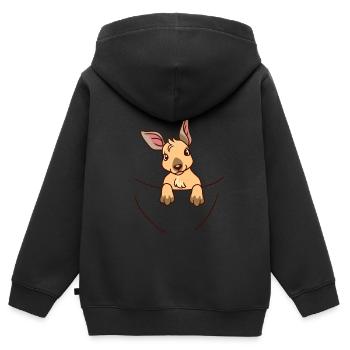 Känguru Schwangerschaft Baby Schwanger Geburt Wild - Kinder Premium Organic Zip Hoodie - Schwarz - Hinten - AI Model Kid Male (0cm)