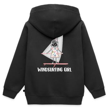 Windsurfing Windsurfen - Kinder Premium Organic Zip Hoodie - Schwarz - Hinten - AI Model Kid Male (0cm)