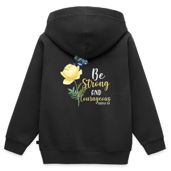 Citation de verset biblique chrétien - Sweat Premium à capuche zippé enfant bio - noir - Dos - AI Model Kid Male (0cm)