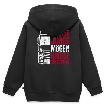 LKW Fahrer Lastwagenfahrer Fernfahrer Trucker - Kinder Premium Organic Zip Hoodie - Schwarz - Hinten - AI Model Kid Male (0cm)