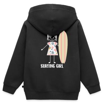 Surf Surfer Surfer - Sweat Premium à capuche zippé enfant bio - noir - Dos - AI Model Kid Male (0cm)