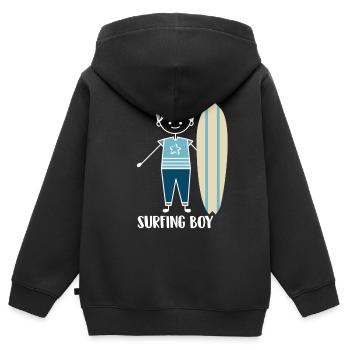 Surf Surfer Surfer - Sweat Premium à capuche zippé enfant bio - noir - Dos - AI Model Kid Male (0cm)