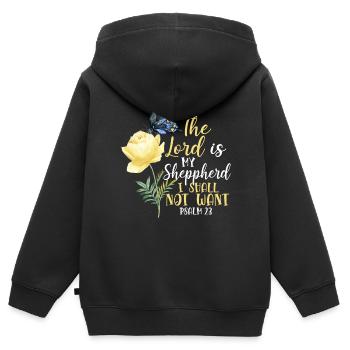 Christian Bible Verse Quote - Kinder Premium Organic Zip Hoodie - Schwarz - Hinten - AI Model Kid Male (0cm)