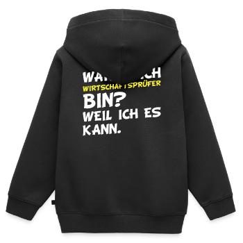 Warum ich Wirtschaftsprüfer bin? Weil ich es kann. - Kinder Premium Organic Zip Hoodie - Schwarz - Hinten - AI Model Kid Male (0cm)
