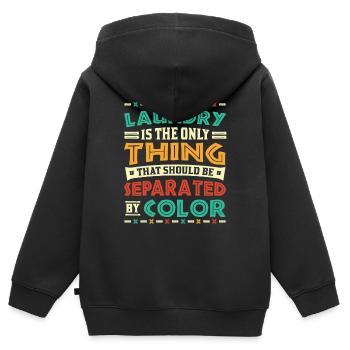La lessive est la seule chose séparée par la couleur - Sweat Premium à capuche zippé enfant bio - noir - Dos - AI Model Kid Male (0cm)