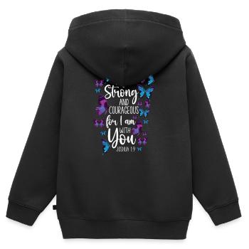 Christian Bible Verse Quote - Kinder Premium Organic Zip Hoodie - Schwarz - Hinten - AI Model Kid Male (0cm)