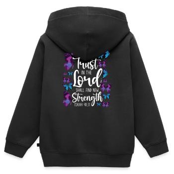 Christian Bible Verse Quote - Kinder Premium Organic Zip Hoodie - Schwarz - Hinten - AI Model Kid Male (0cm)