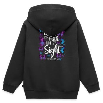 Christian Bible Verse Quote - Kinder Premium Organic Zip Hoodie - Schwarz - Hinten - AI Model Kid Male (0cm)