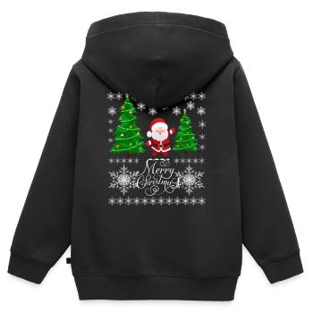 WEIHNACHTSMANN - Kinder Premium Organic Zip Hoodie - Schwarz - Hinten - AI Model Kid Male (0cm)