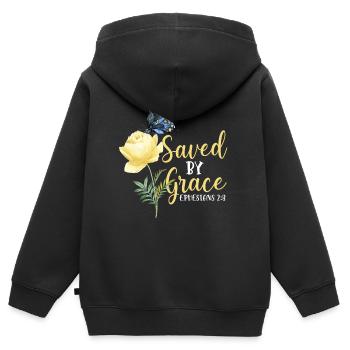 Christian Bible Verse Butterfly - Kinder Premium Organic Zip Hoodie - Schwarz - Hinten - AI Model Kid Male (0cm)