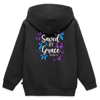 Christian Bible Verse Quote - Kinder Premium Organic Zip Hoodie - Schwarz - Hinten - AI Model Kid Male (0cm)