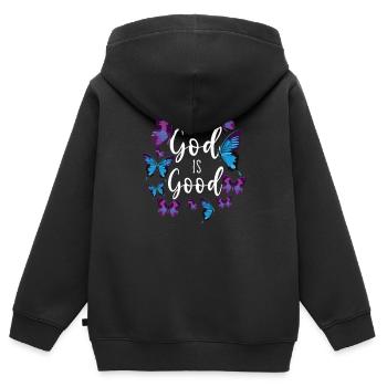 Christian Bible Verse Quote - Kinder Premium Organic Zip Hoodie - Schwarz - Hinten - AI Model Kid Male (0cm)