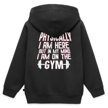 Fitness Training Gym Workout Poids - Sweat Premium à capuche zippé enfant bio - noir - Dos - AI Model Kid Male (0cm)