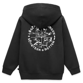 Feuerwehr 112 Feuerwehrmann Löschen Retten Spruch - Kinder Premium Organic Zip Hoodie - Schwarz - Hinten - AI Model Kid Male (0cm)