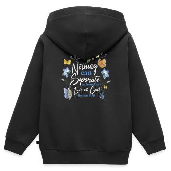 Christian Bible Verse Butterfly - Kinder Premium Organic Zip Hoodie - Schwarz - Hinten - AI Model Kid Male (0cm)