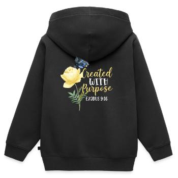 Christian Bible Verse Butterfly - Kinder Premium Organic Zip Hoodie - Schwarz - Hinten - AI Model Kid Male (0cm)
